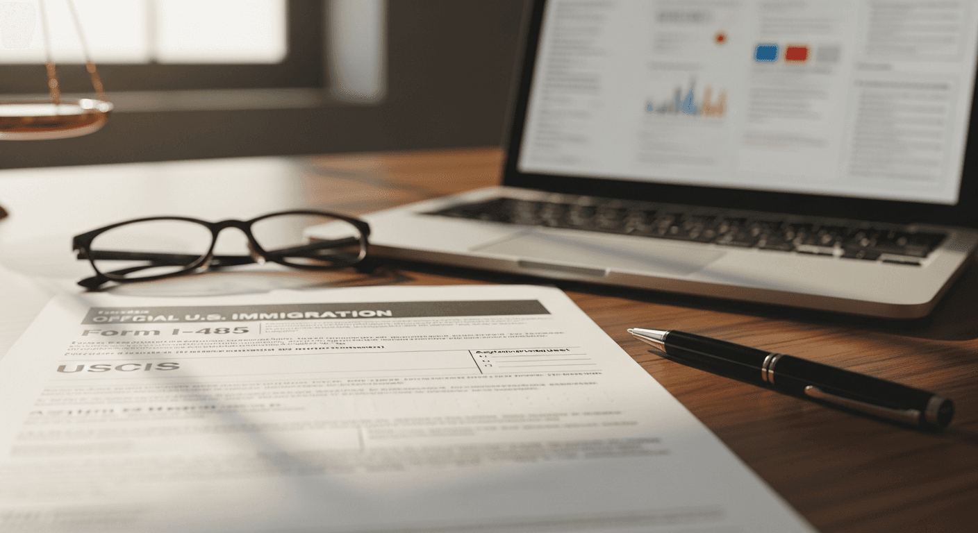 Abogados para arreglar papeles revisando documentos de inmigración con formularios USCIS