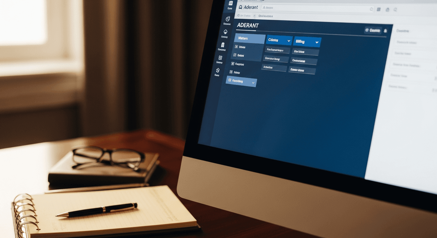Aderant financial reporting dashboard with billing analytics