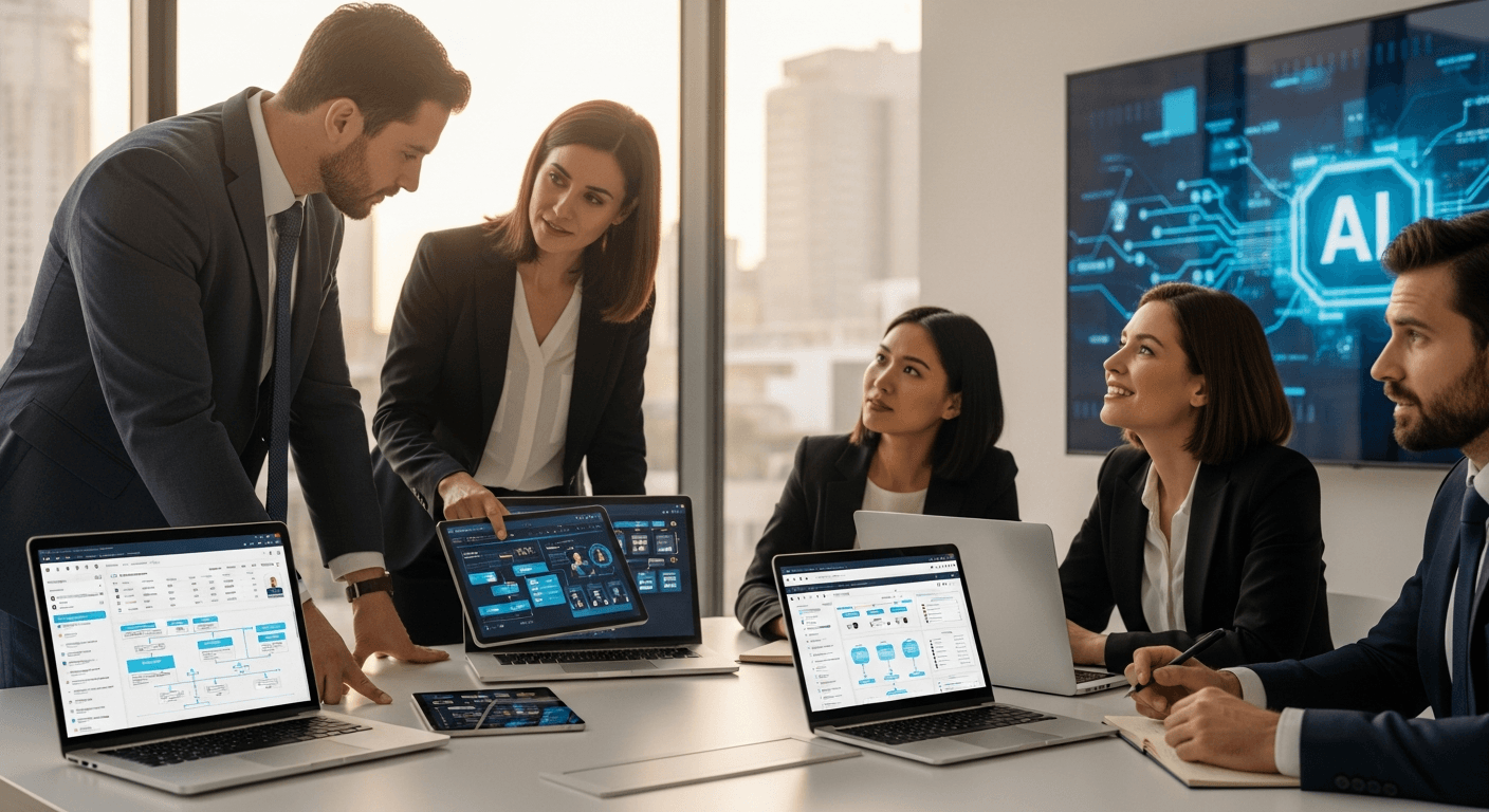 Immigration lawyer using AI software to review visa documents and forms
