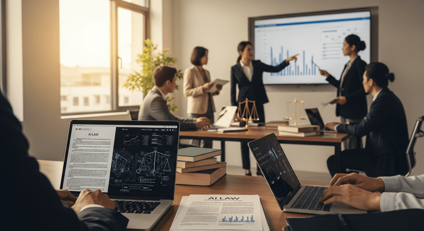 AI lawsuit documents and legal scales representing major artificial intelligence litigation