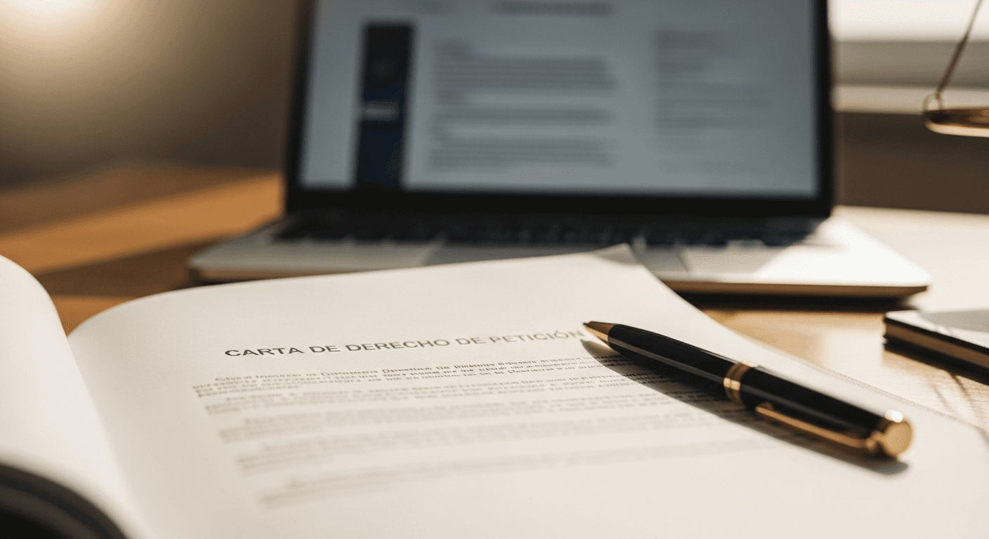 Ejemplo de carta de derecho de petición con elementos legales estructurados