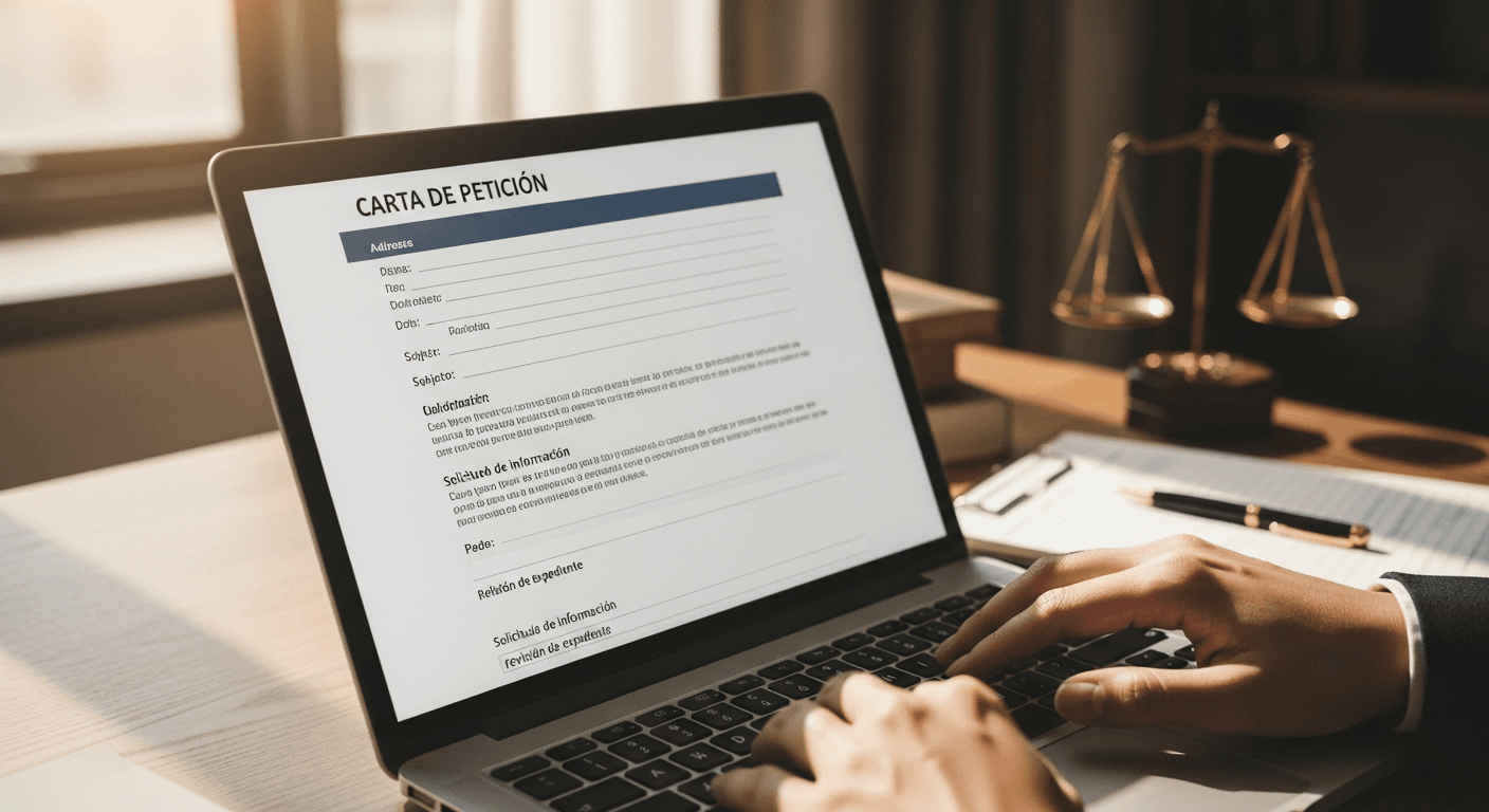 Diferentes tipos de cartas de petición organizadas en una mesa de oficina