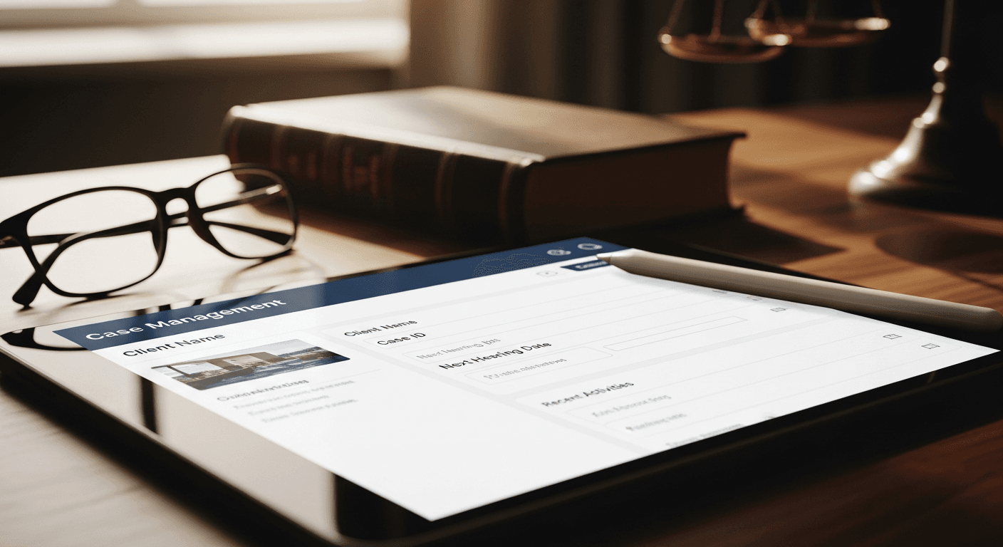 Digital case files organized in cloud-based legal software interface