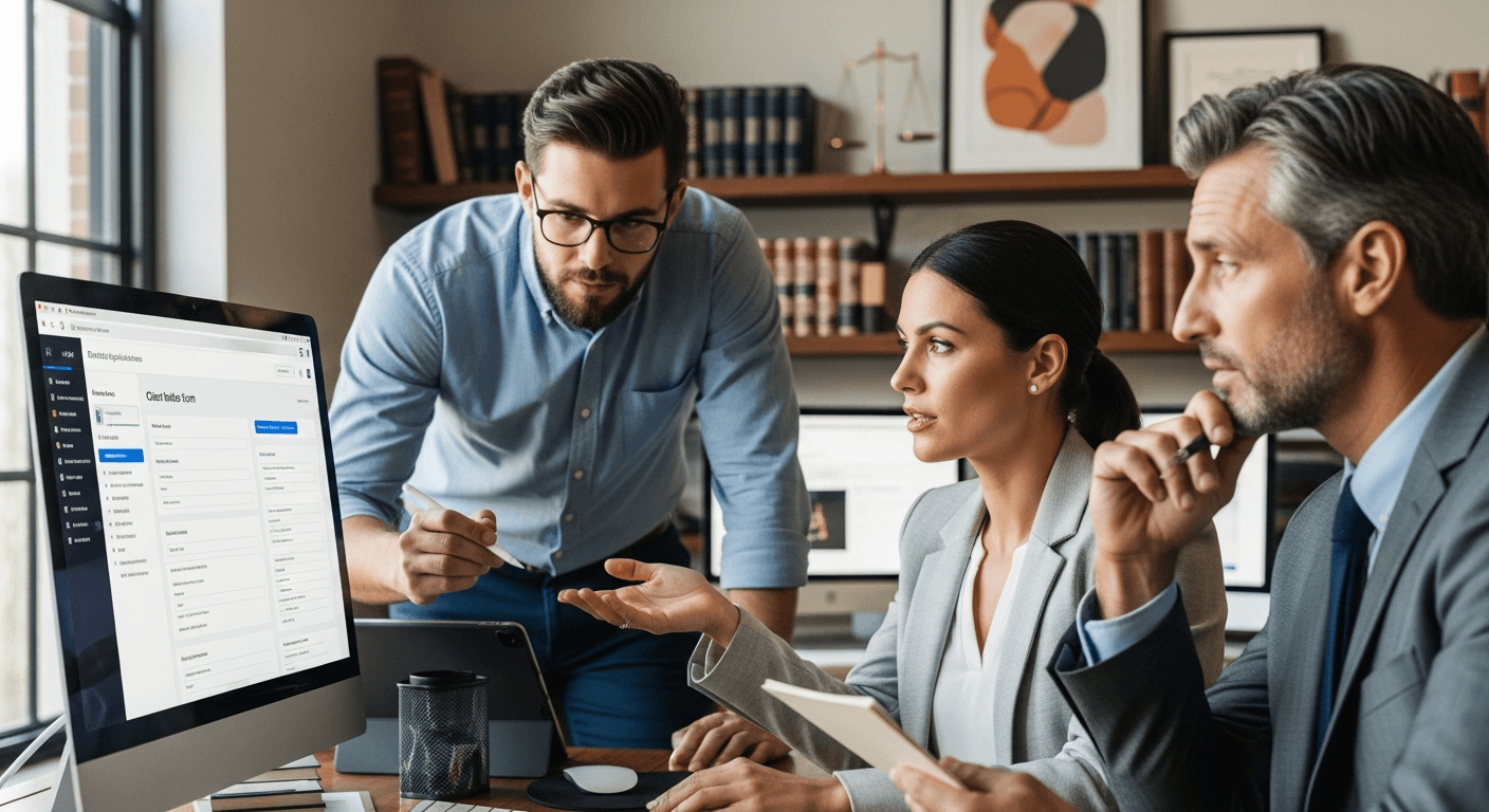 Law firm team training on new client intake and CRM software implementation