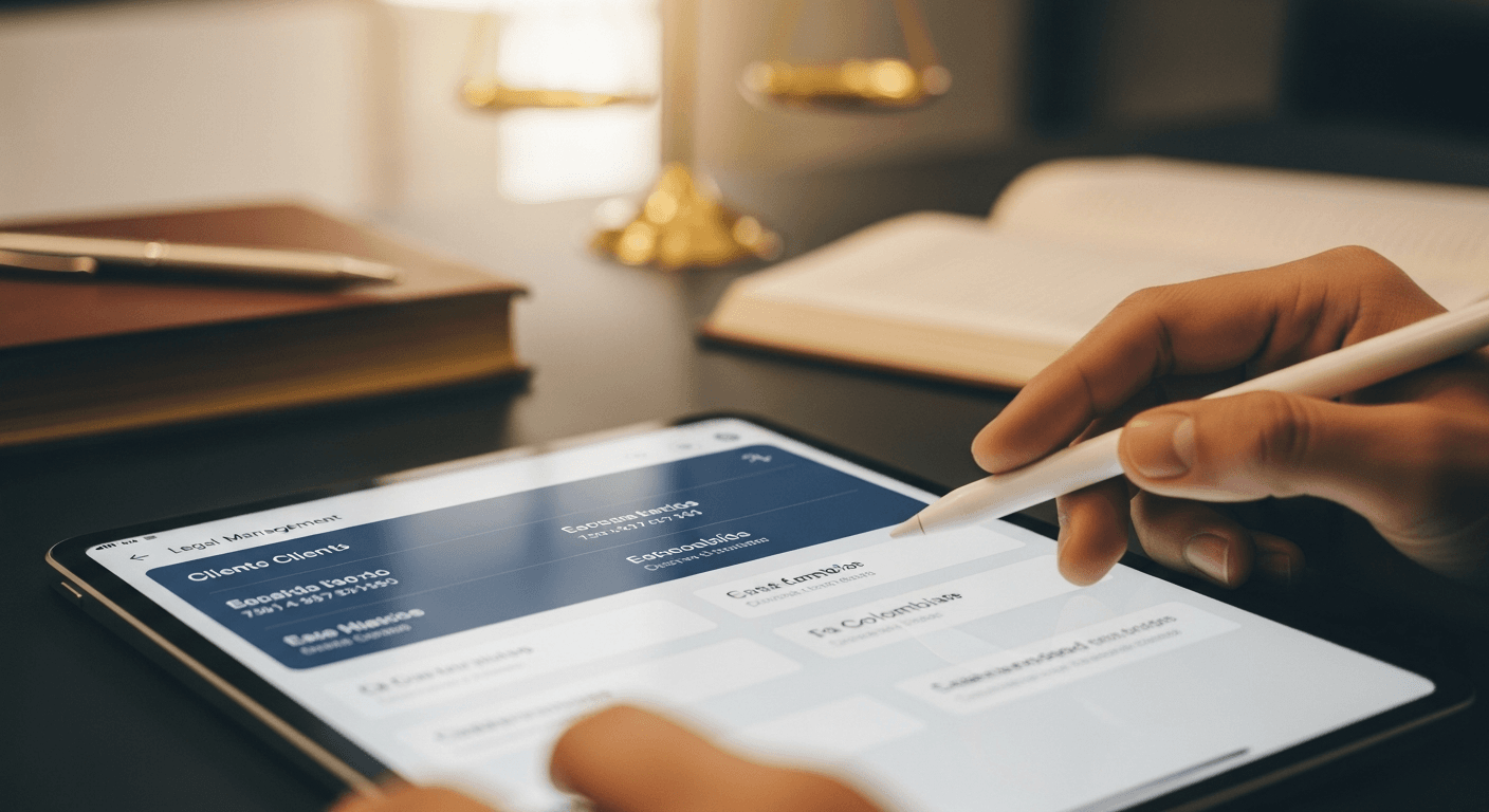 Abogado utilizando herramientas digitales y redes sociales para marketing jurídico