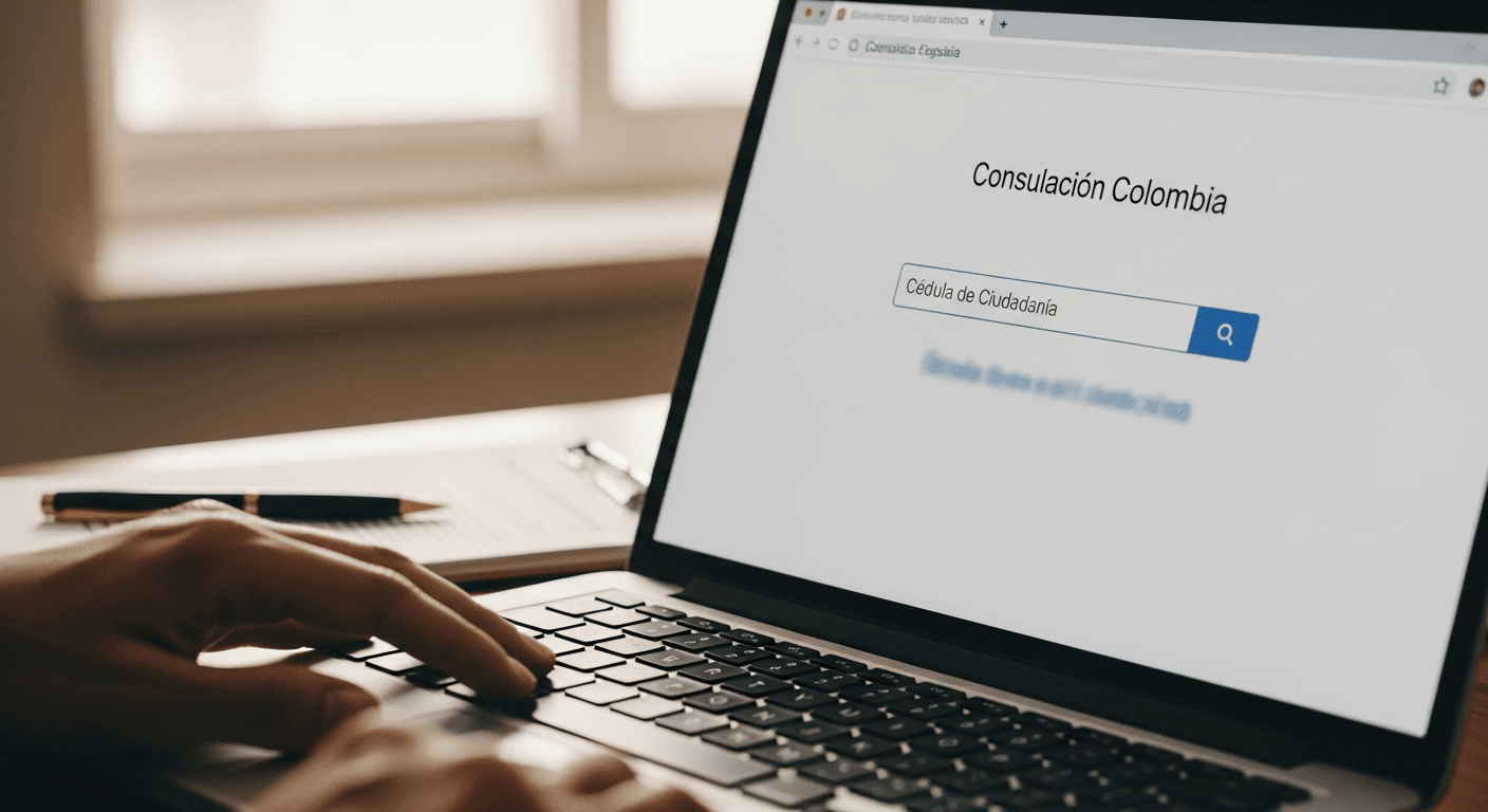 Formulario de consulta mostrando los campos para ingresar la cédula y tipo de documento
