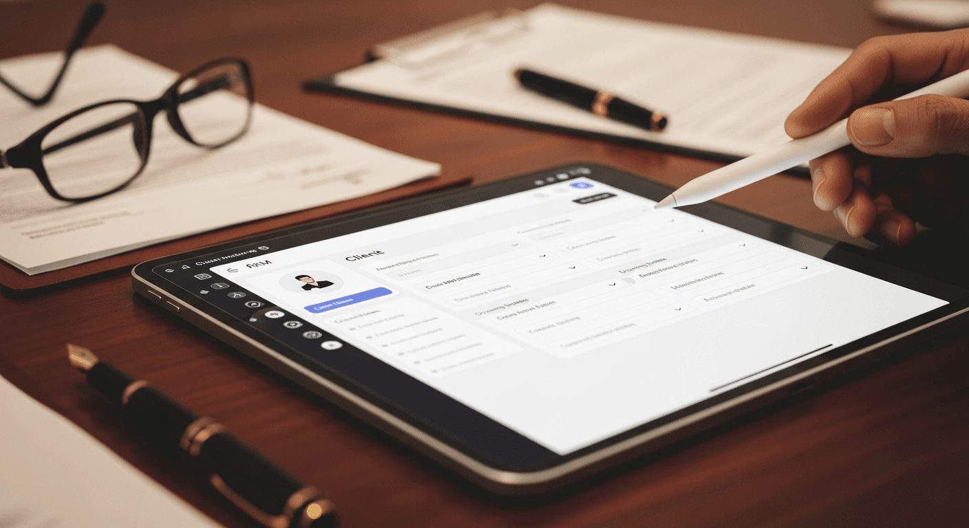 Pantalla de gestión de clientes en un CRM para abogados colombianos