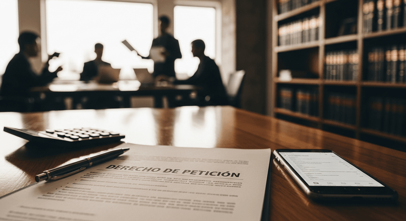 Abogado revisando derecho de petición para liquidación laboral en Colombia