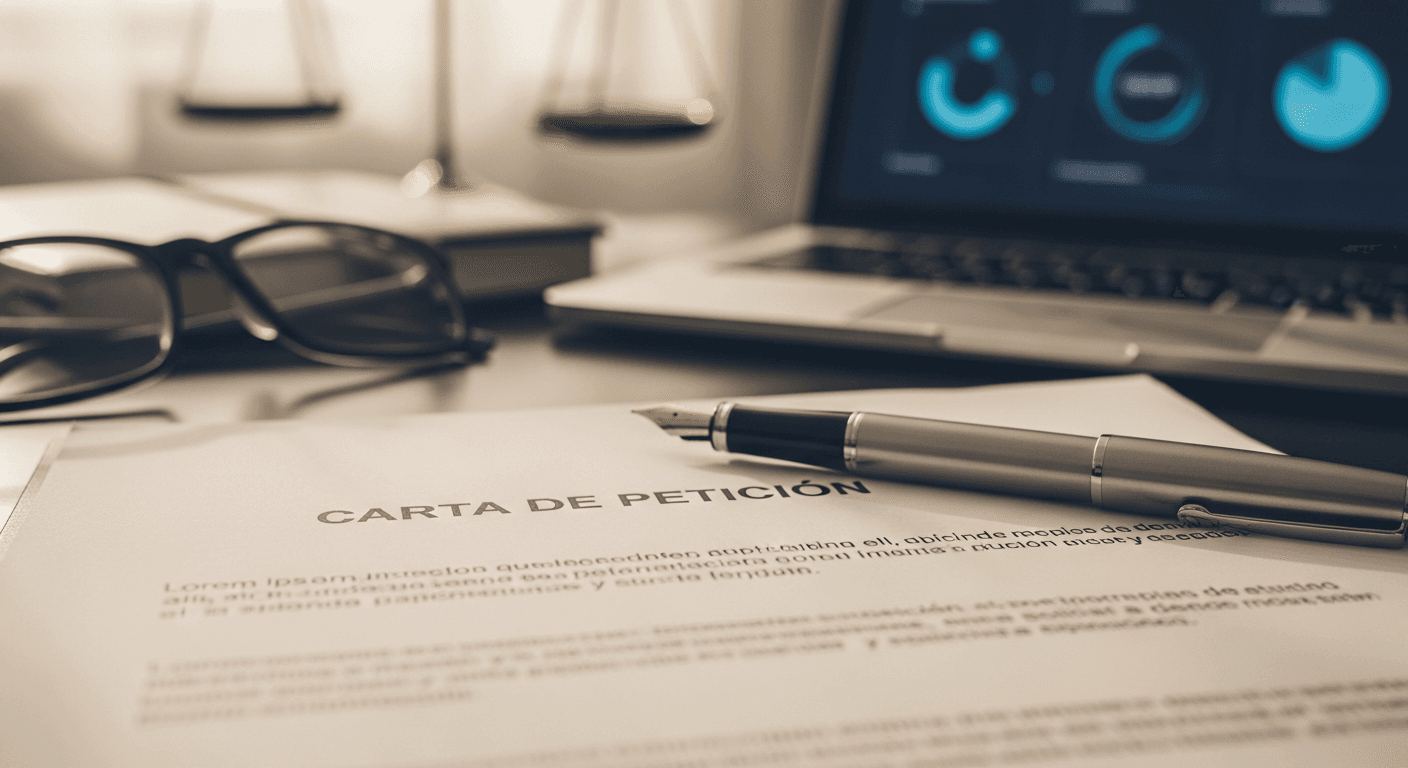 Estructura detallada de carta de petición con ejemplos específicos
