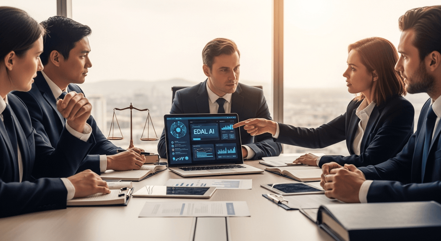 Interfaz de herramientas de IA para abogados mostrando búsqueda jurisprudencial inteligente