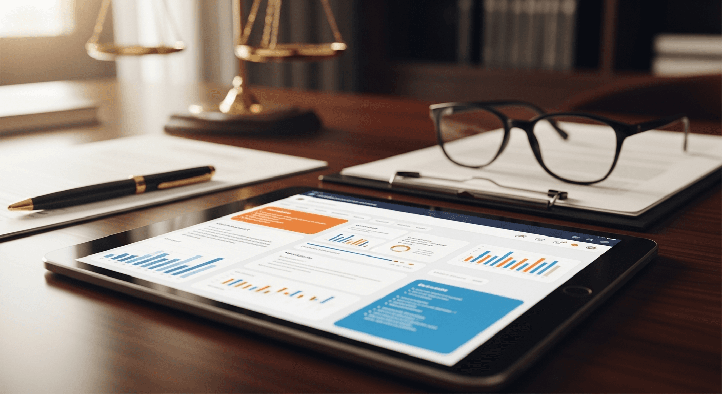 Interfaz de software legal con inteligencia artificial mostrando análisis de documentos y la mejor IA para abogados en Colombia