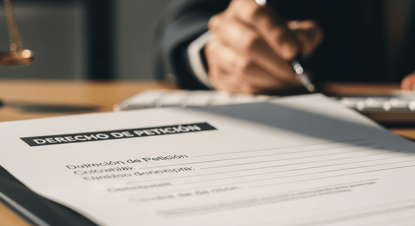 Formato de derecho de petición con elementos obligatorios según normativa colombiana