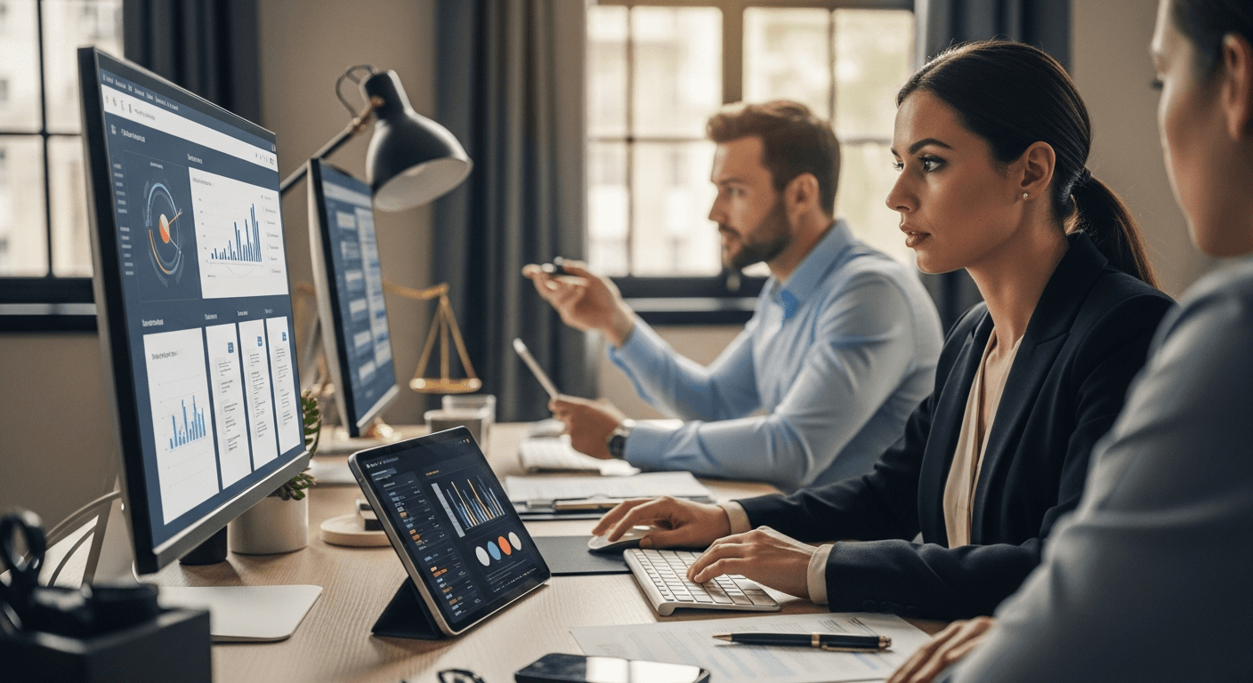 Dashboard de métricas y analytics de una plataforma legal digital